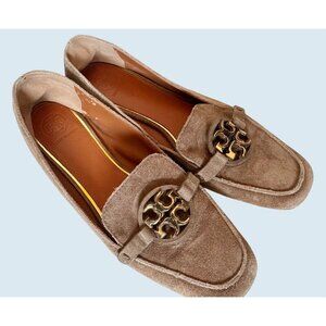 TORY BURCH Metal Miller Tan Suede Loafer Slip On Size 7